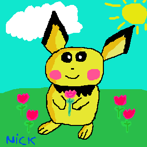Pichu with Flowers