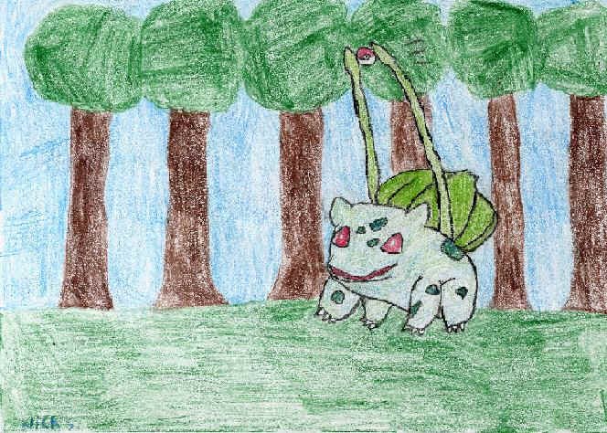 Bulbasaur trying to use a Pokeball
