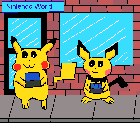 Pikachu and Pichu Playing Nintendo DS