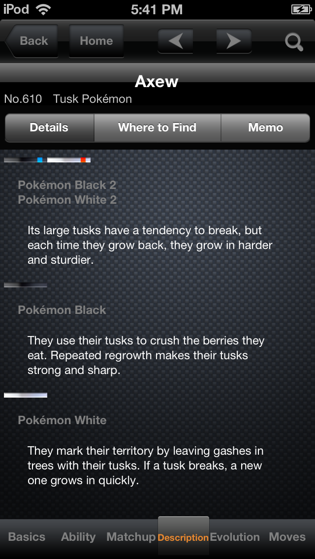 Pokemon Description Screen