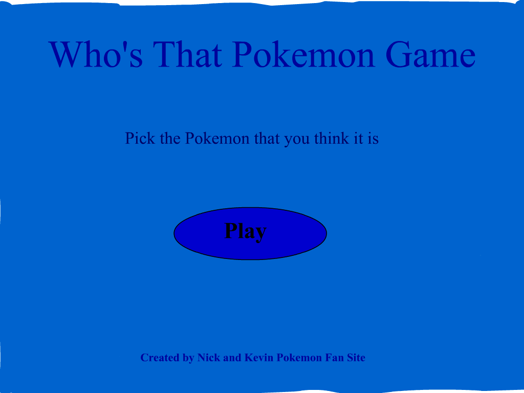 Who's That Pokemon Game